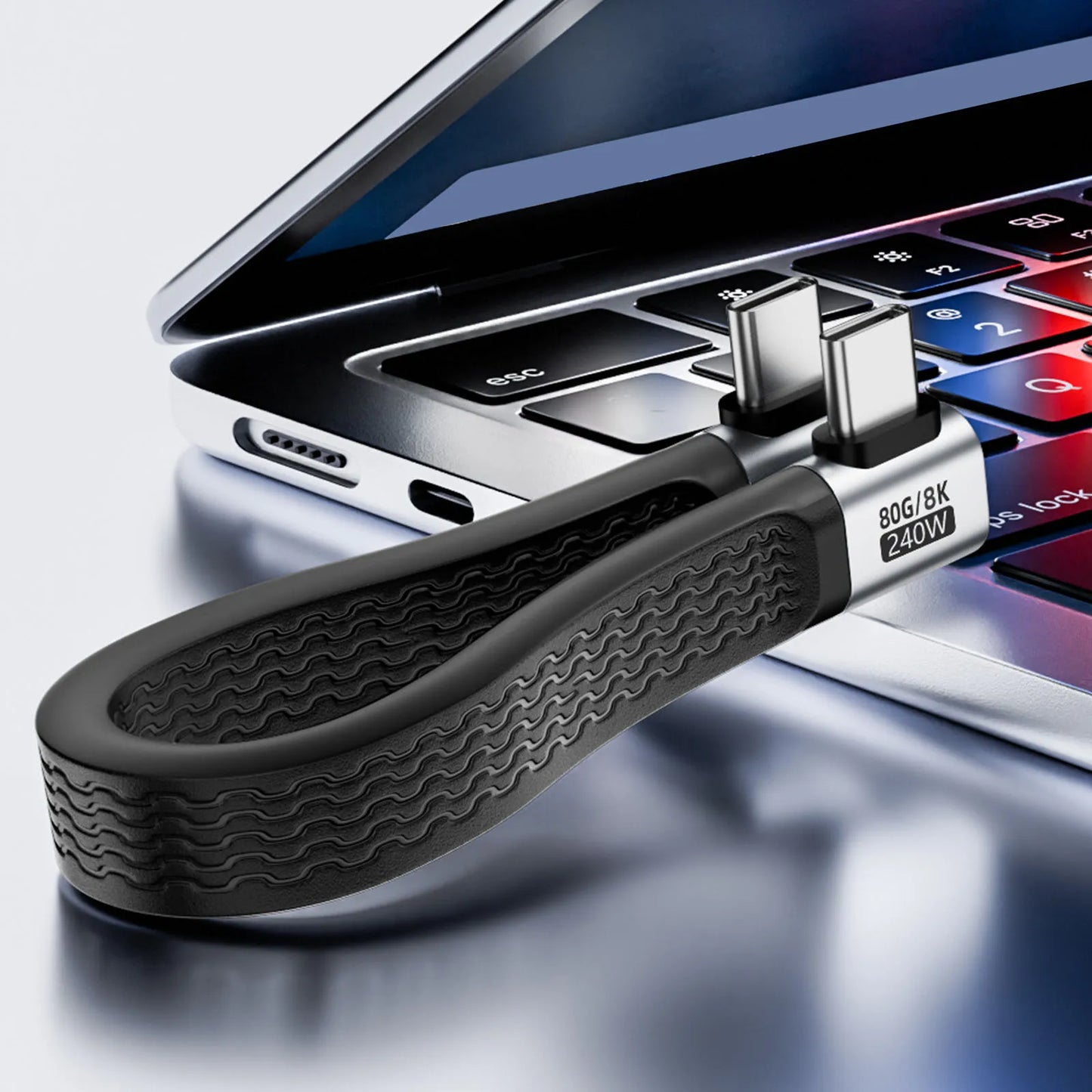 USB4 Type-C Flat Cable 240W 80Gbps 8K 60Hz – 13cm Short