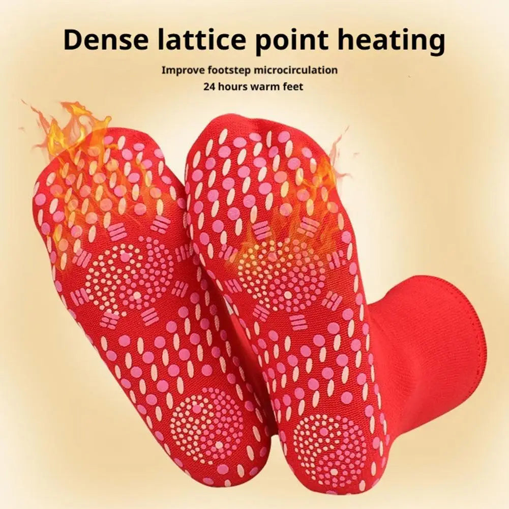 3 Pairs Self-Heating Cotton Socks - Black Red White Tomalin Health Socks Mid-Tube Cold Resistant Sweat-Absorbing Massage Floor Peaceful Pleasures Health and Wellness