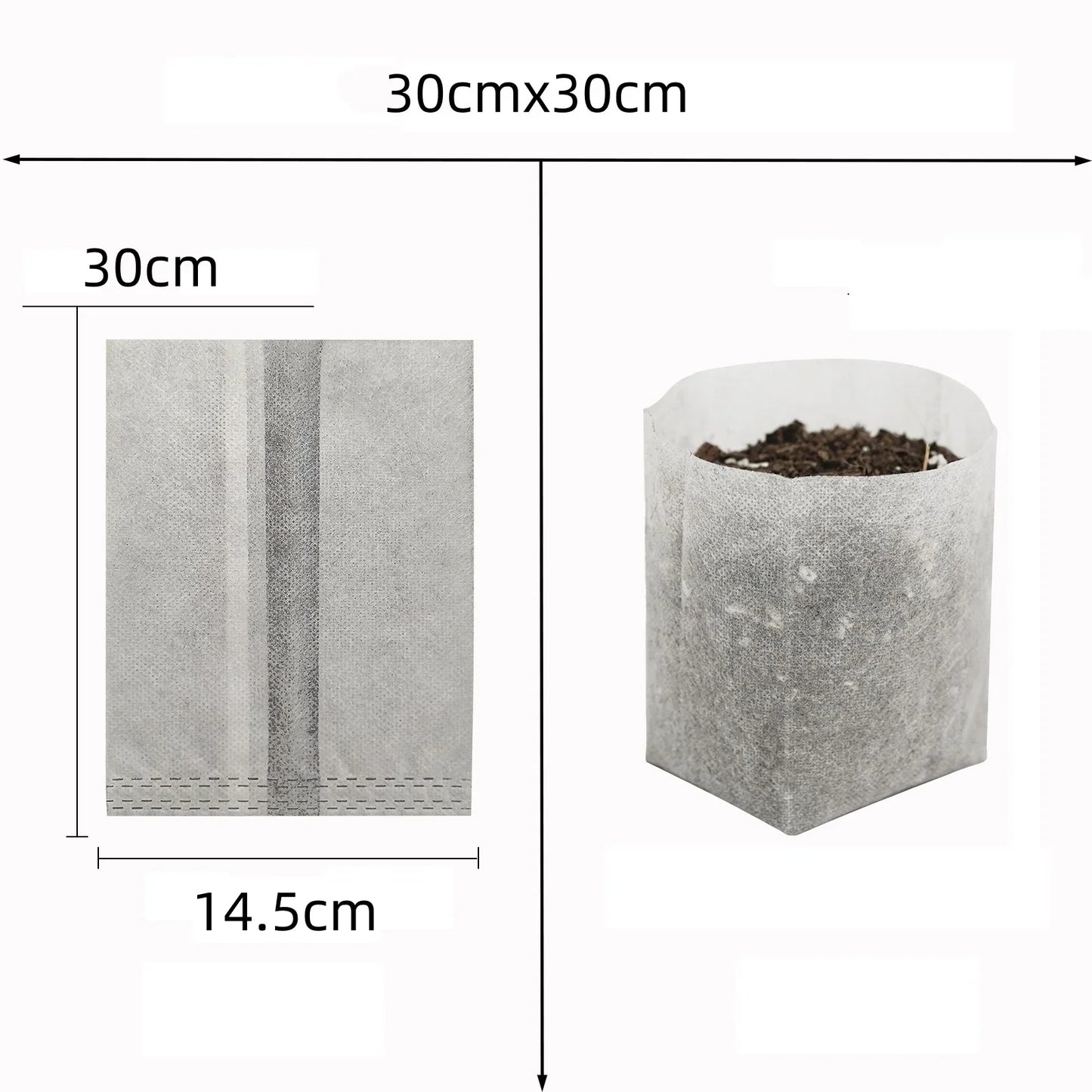 100-Pack Biodegradable Nursery Grow Bags | Non-Woven Fabric Pots