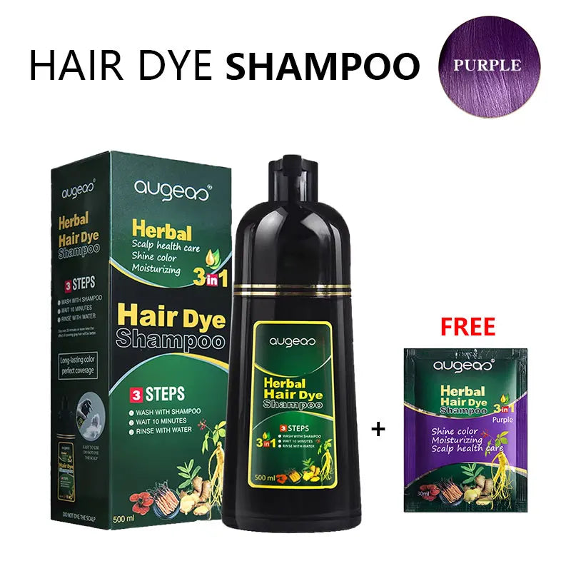 Natural Plant Hair Dye Shampoo – 6 Colors, Fast Gray Coverage, 30–500ml Peaceful Pleasures Health and Wellness 500ml Purple