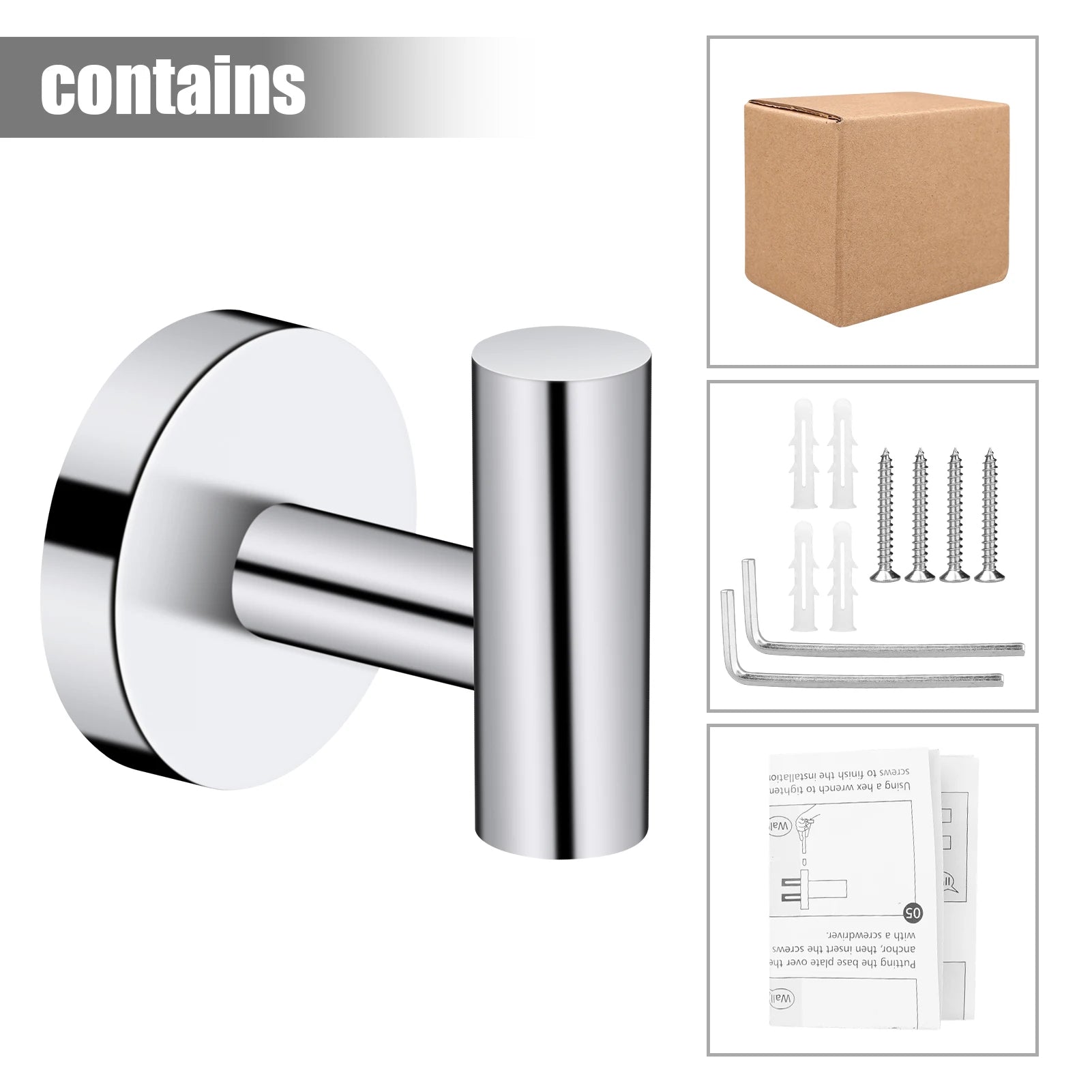 Reusable Stainless Steel Hook Bathroom Wall Mount Hooks Kitchen Bedroom Wall Hanger Robe Coat Holder Heavy Duty Towel Tool Peaceful Pleasures Health and Wellness