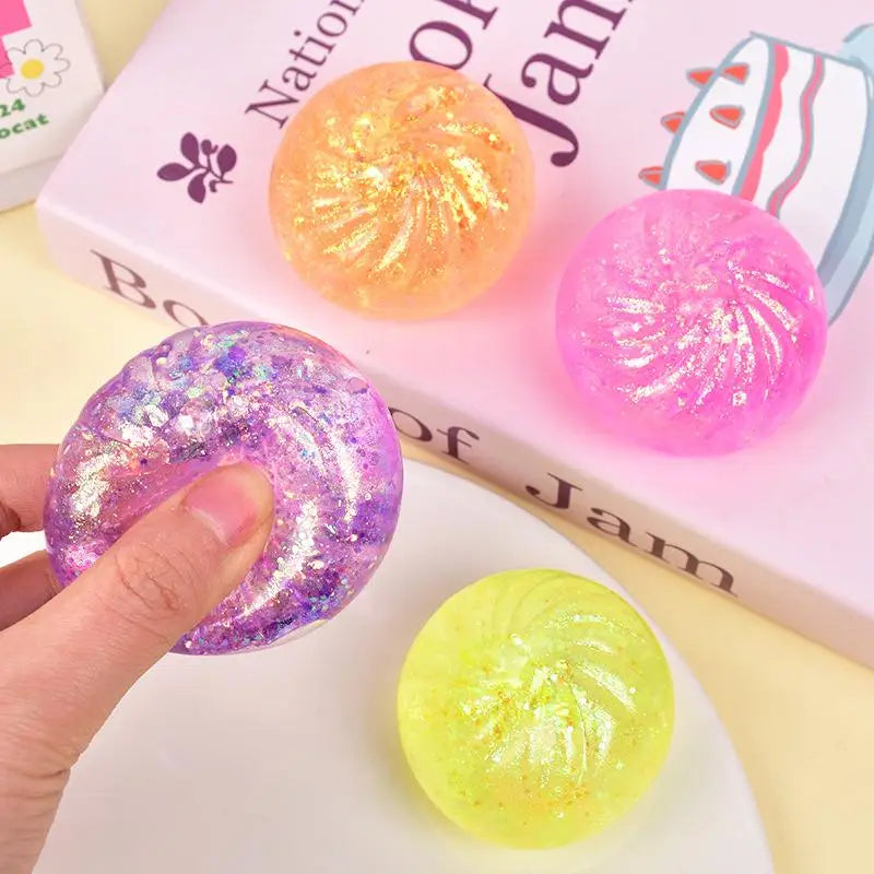 Glitter Steamed Bun Squeeze Ball – Stress Relief Squishy Toy
