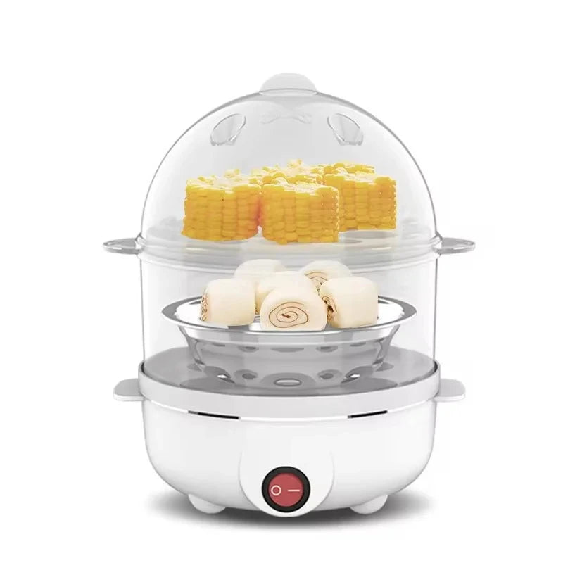 Multifunctional Egg Boiler Electric Egg Steamer Cooking Breakfast Machine Double Layers Egg Cooker Mini Steamer Poacher Kitchen Peaceful Pleasures Health and Wellness