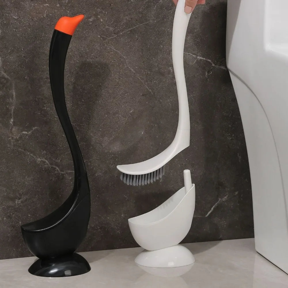 Swan Toilet Brush Plastic Household Toilet Cleaning Tool Set Cute and Creative No Blind Spots Cleaning Long-handled Toilet Brush Peaceful Pleasures Health and Wellness
