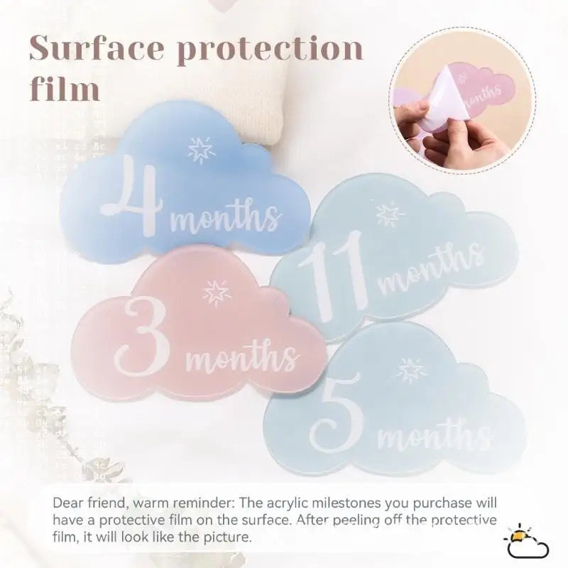 Baby Monthly Milestone Cards 14pc Acrylic Cloud & Butterfly Set