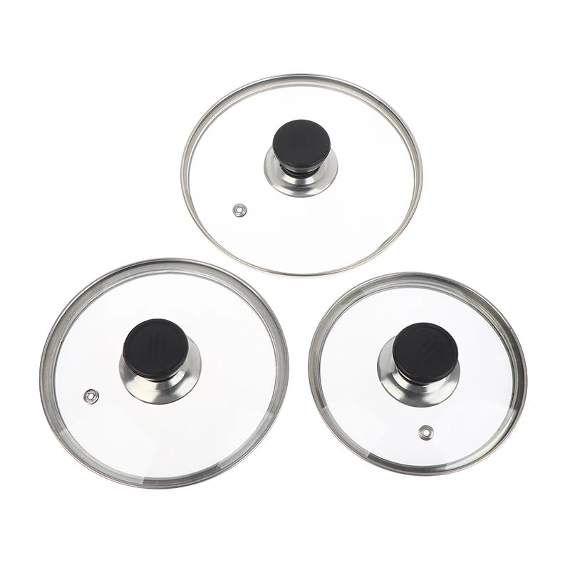 Multi-specification Pot Cover Tempered Glass Pot Lid Stainless Steel Rimmed Pan Lid Spill Shatter-Proof Round Glass Cover Peaceful Pleasures Health and Wellness