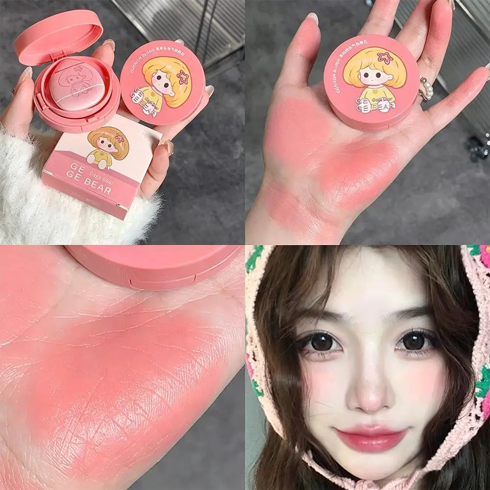 Peach Cushion Blush Natural Pure Pink Orange Hydrating Matte Blush Lasting Moisturizing Face Rouge Disc With Air Cushion Mirror Peaceful Pleasures Health and Wellness 02