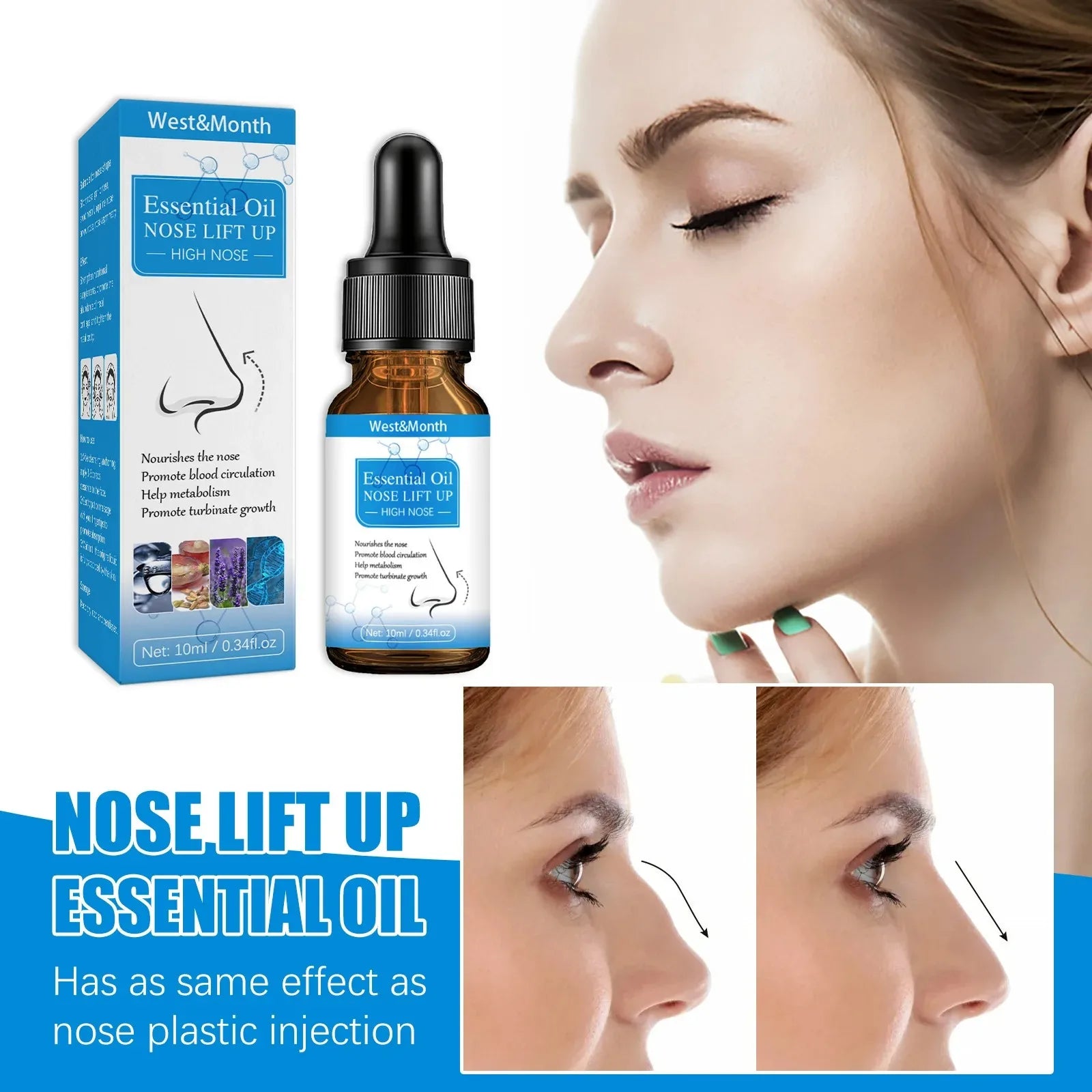 Nose Lifting Essential Oil Lift Up Heighten Rhinoplasty Care Beauty Nose Beautiful Shaping Nosal Bone Remodeling Massage Essence Peaceful Pleasures Health and Wellness