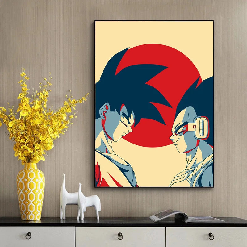 Classic Japanese Anime Surrounding Dragon Ball Goku Vegeta Poster Vintage Canvas Painting Print Picture Children Gift Cuadros Peaceful Pleasures Health and Wellness