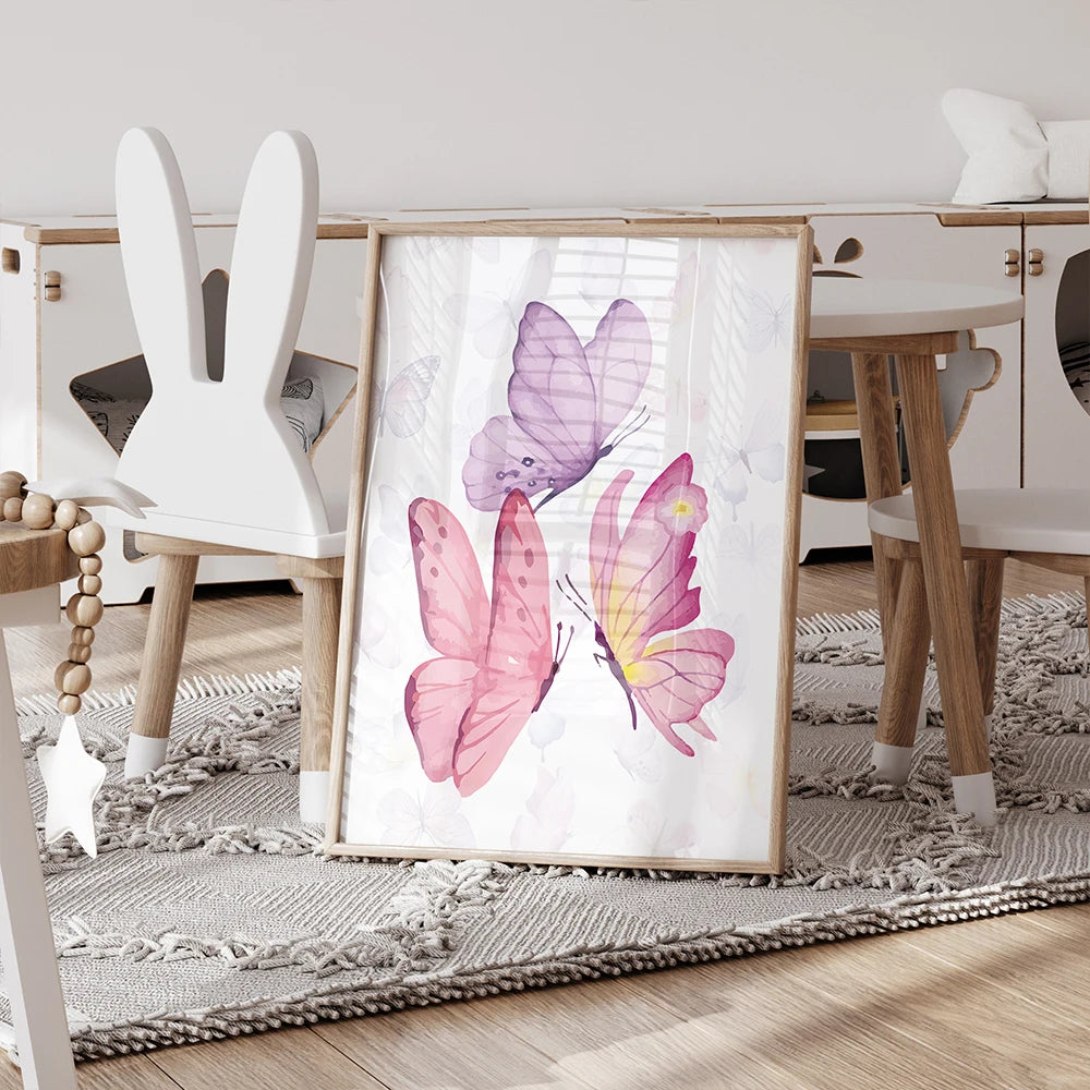 3-Piece Personalized Butterfly Canvas Wall Art | Kids Room Decor
