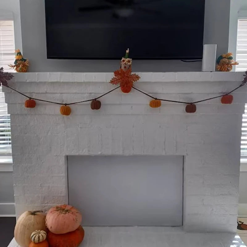 Knit Pumpkin Garland – Fall Mantel & Halloween Décor
