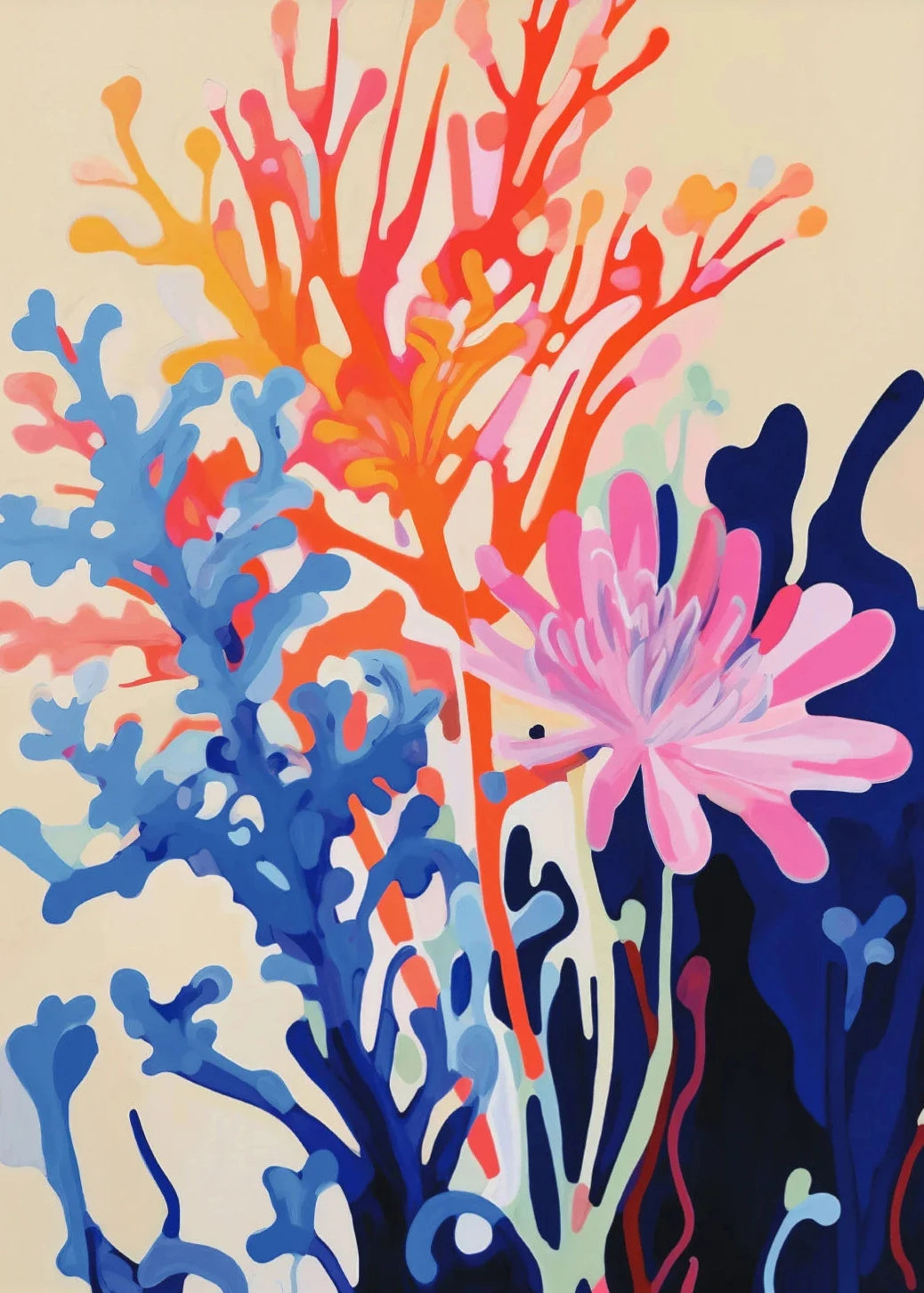 Gouache Wildflower Botanical Canvas Wall Art | Spring Floral Print