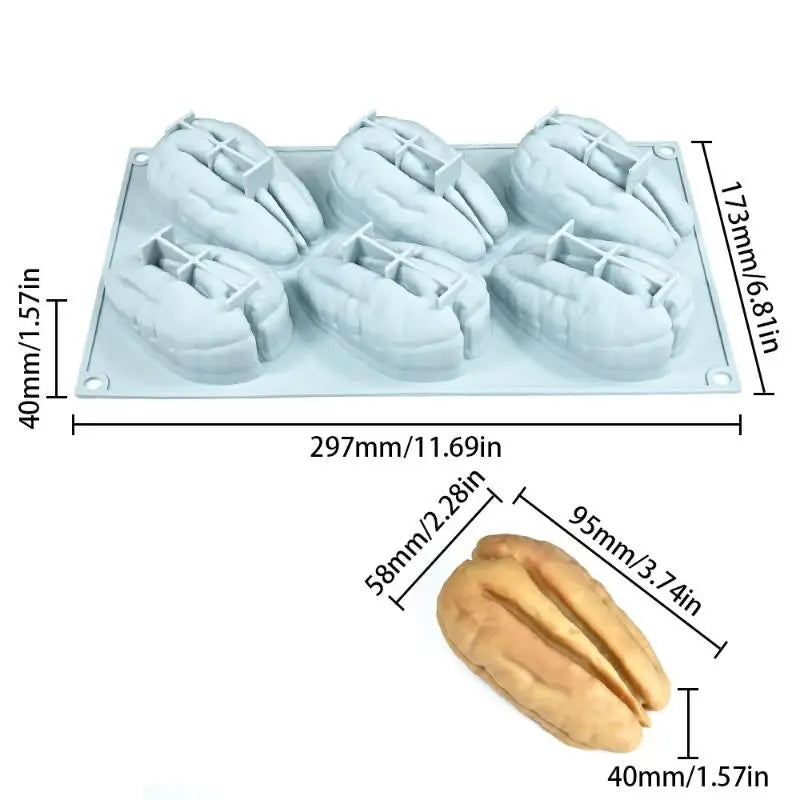 6-Cell Nut-Shaped Silicone Mold – Chocolate, Mousse & Cake