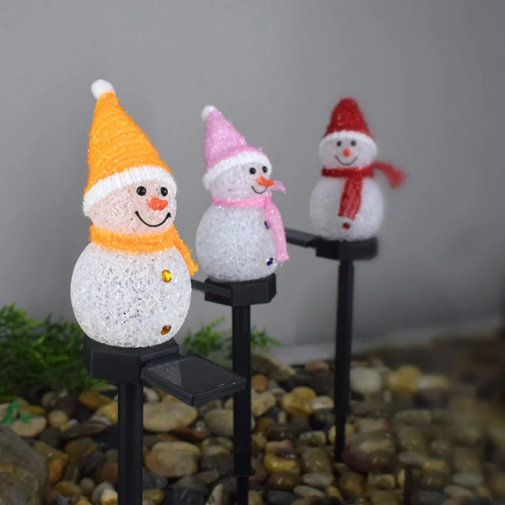 Lamp Light Solar Christmas Snowman Ground Inserted Lamp Outdoor Garden Decoration Landscape LED Lawn Lamp Yellow/Red/Purple/Blue Peaceful Pleasures Health and Wellness Yellow