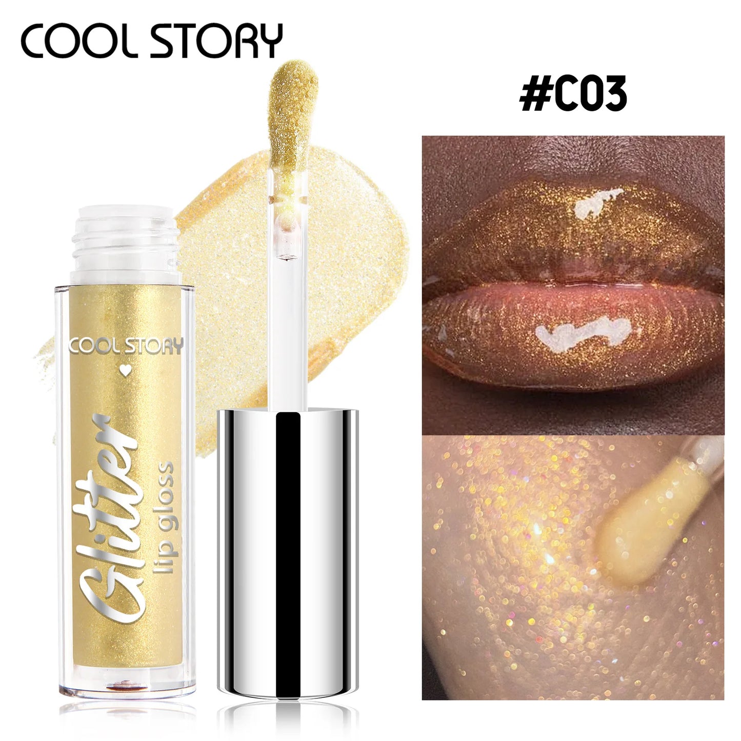 8-Color Glitter Lip Gloss | High Shine Pearl Lip Glaze with Sparkle