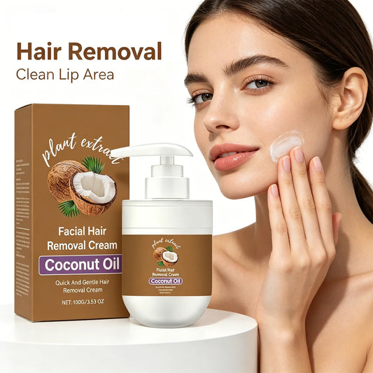 Coconut Oil Facial Hair Removal Cream – Gentle & Nourishing 100g Hair Removal Cream Oasis Select
