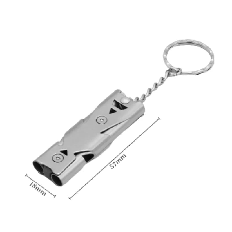 Double Tube Explosive Whistle Outdoor Distress Whistle Stainless Steel High-frequency Earthquake Rescue Whistle Survival Whistle Peaceful Pleasures Health and Wellness