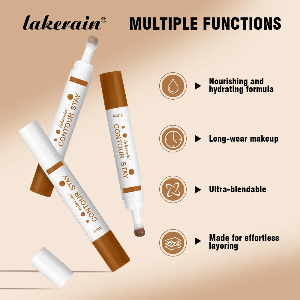 Face Contour Stick Long Lasting Makeup Silky-smooth Texture 3D Contour Blush Stick Concealer Cream Makeup Tool Cosmetics Peaceful Pleasures Health and Wellness