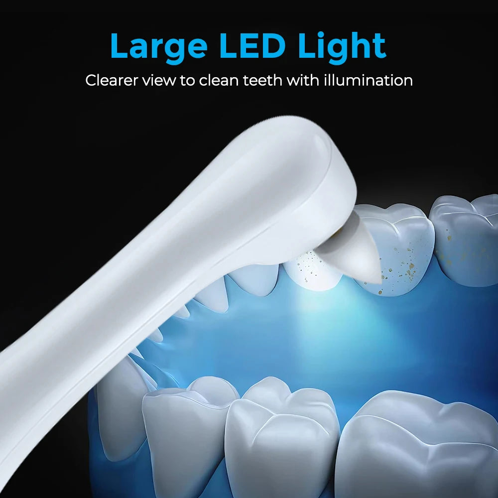 Electric Tooth Polisher with 6 Brush Heads Teeth Whitening Plaque Dental Tartar Remover LED Light Rechargeable Oral Gum Health Peaceful Pleasures Health and Wellness