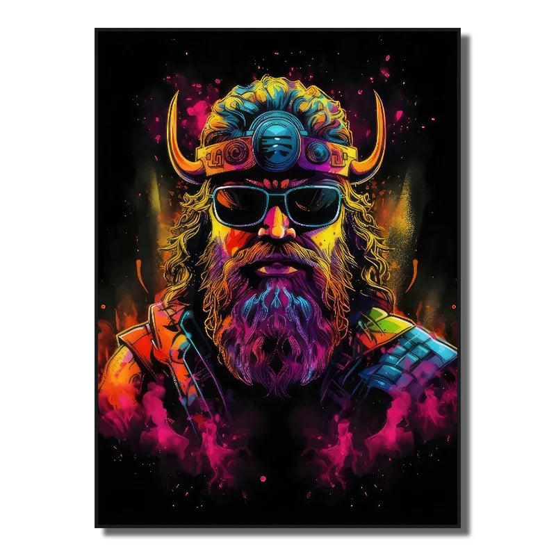 Neon Red Video Game Character Canvas Wall Art | Unframed Poster