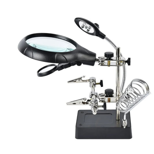 Desktop Magnifier Glass Soldering Station LED Light Magnifying Stand Peaceful Pleasures Health and Wellness Default Title
