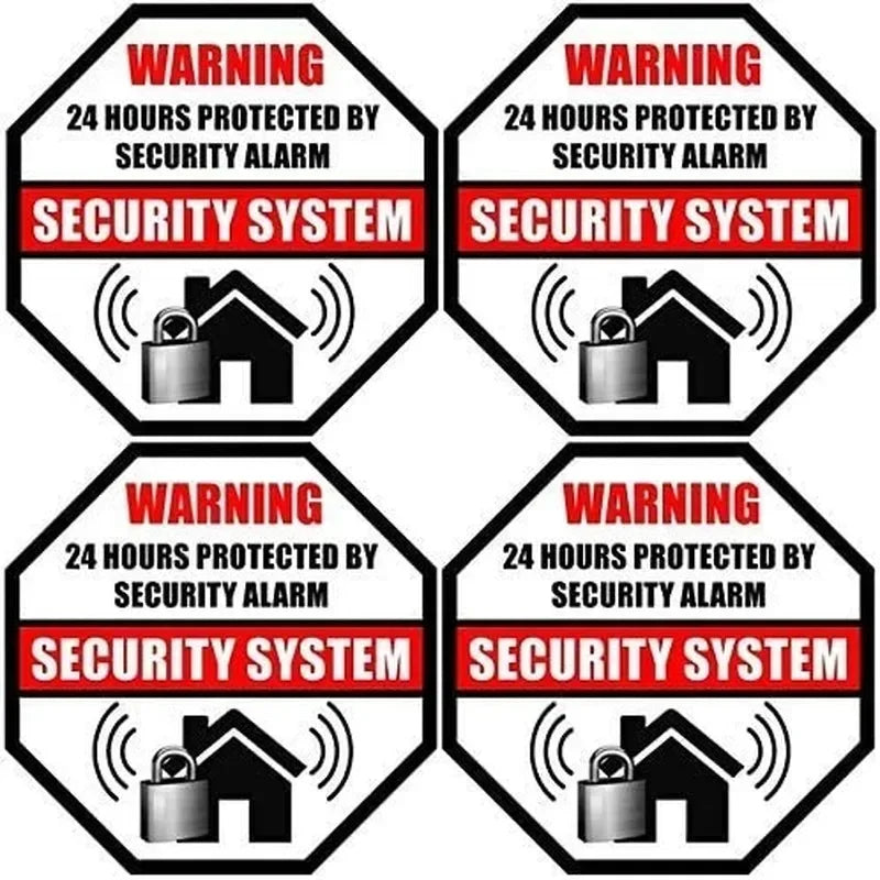 3.5" 4PCs 24 Hour Protected by Security Burglar Alarm System Stickers Peaceful Pleasures Health and Wellness