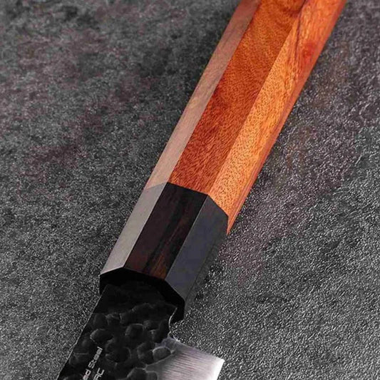 Octagonal Red Wood Kitchen Knife Handle – 135mm Replacement Knife Handle Peaceful Pleasures Health and Wellness