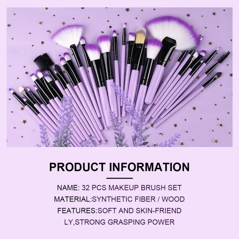 RUNTOIN 32-Piece Professional Makeup Brush Set – Face & Eye