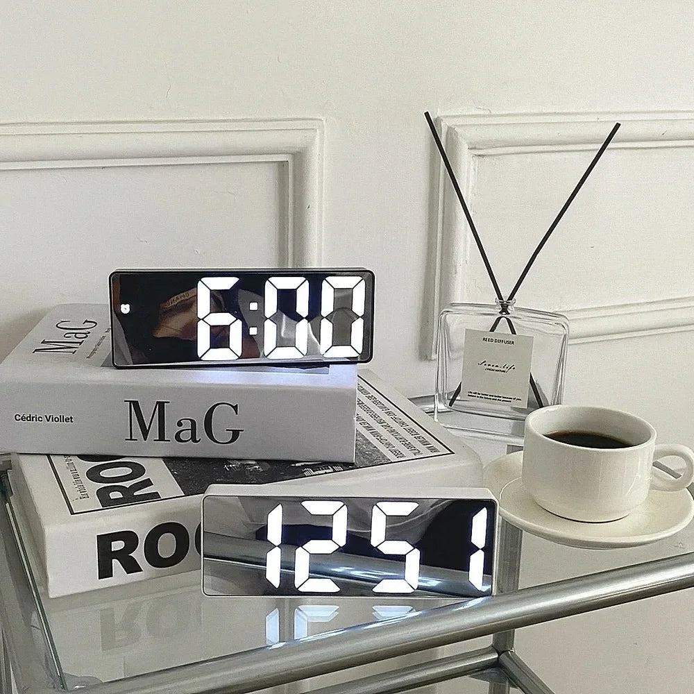 Large LED Digital Alarm Clock | Mirror Display & Snooze LED Alarm Clock Peaceful Pleasures Health and Wellness