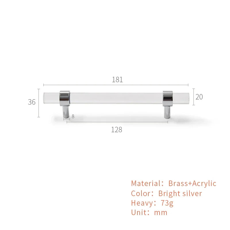 Brass Acrylic Transparent Drawer Handle | Cabinet Knob