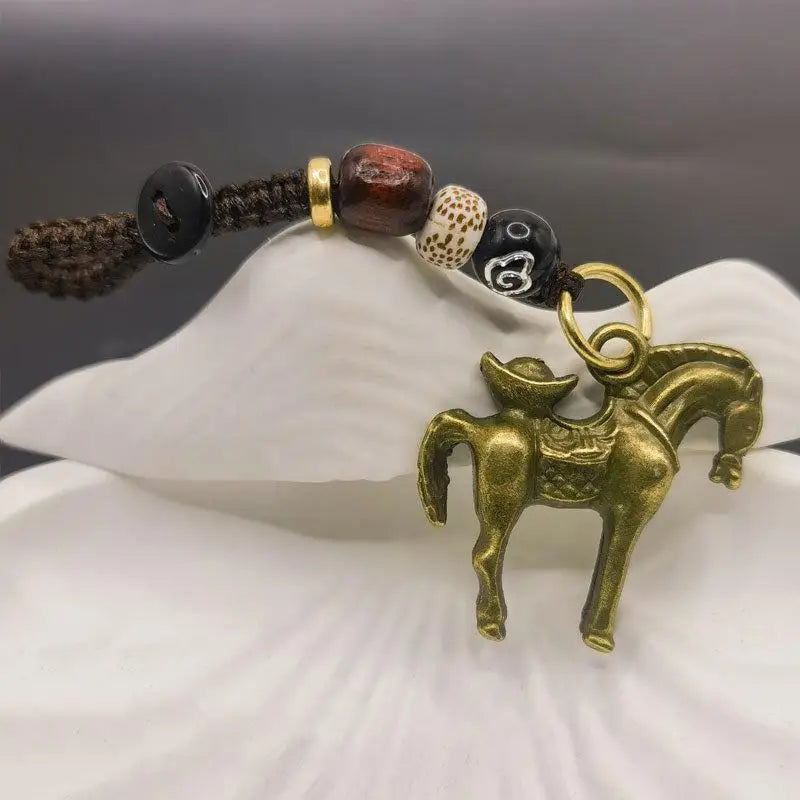 2026 Chinese Zodiac Horse Copper Feng Shui Lucky Pendant Keychain