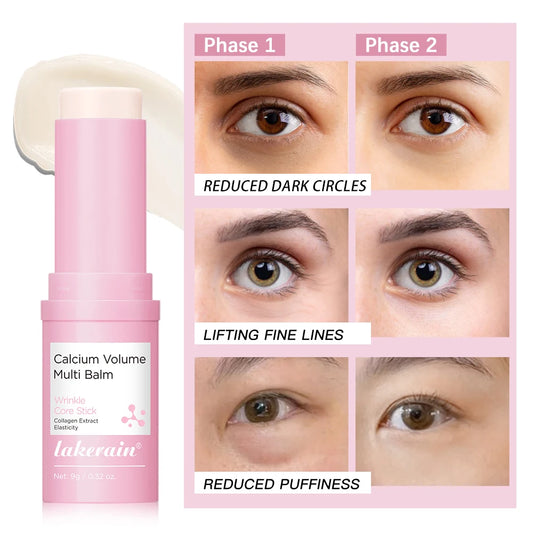 Calcium Collagen Vitamin D Eye Stick Balm Tightens Skin Care Anti Aging Anti Dark Circle Reduces Eye Bags Wrinkles Tear Trough Peaceful Pleasures Health and Wellness