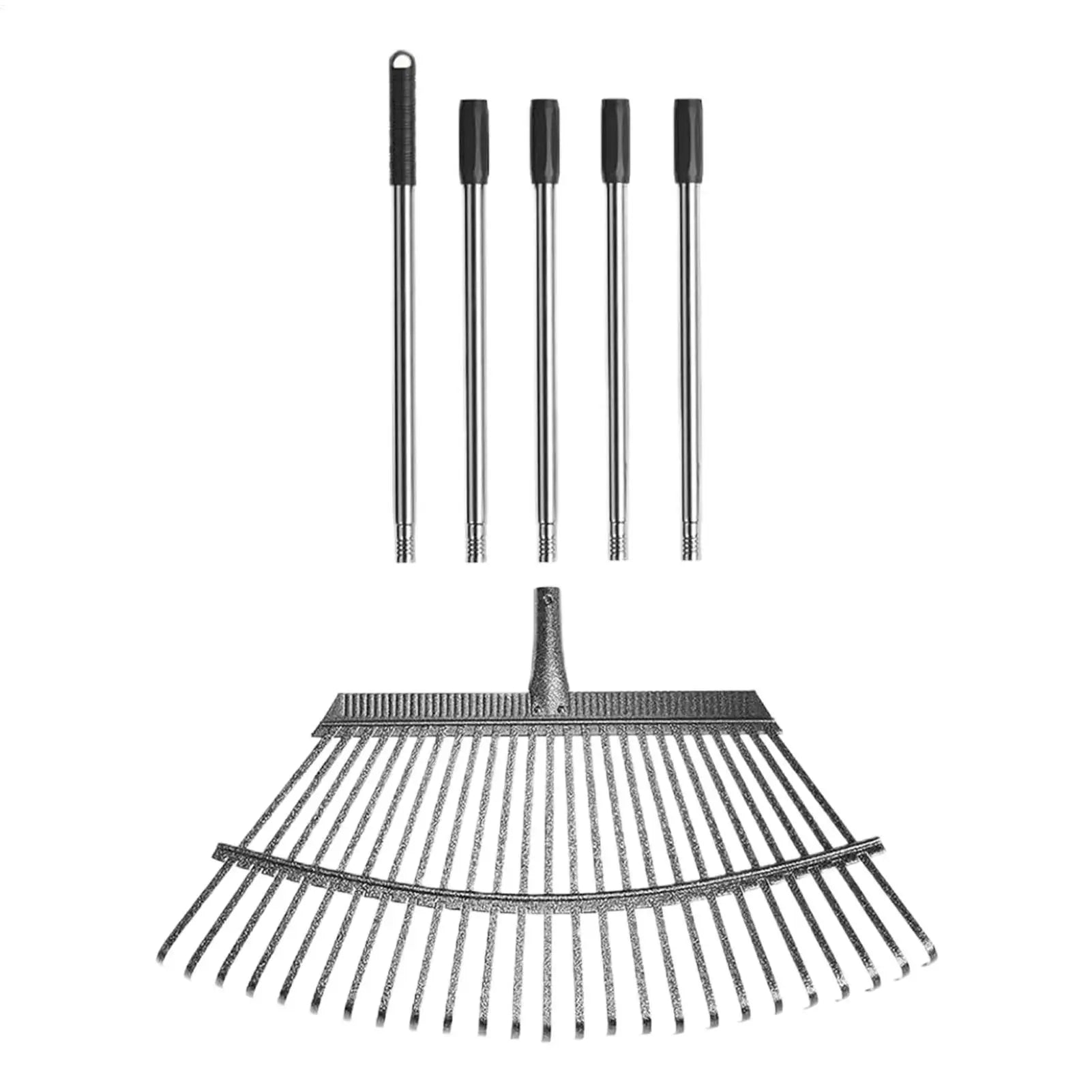 24-Tine Leaf Rake | Long Handle Garden Rake for Yard & Lawn Garden Leaf Rake Peaceful Pleasures Health and Wellness China Mainland