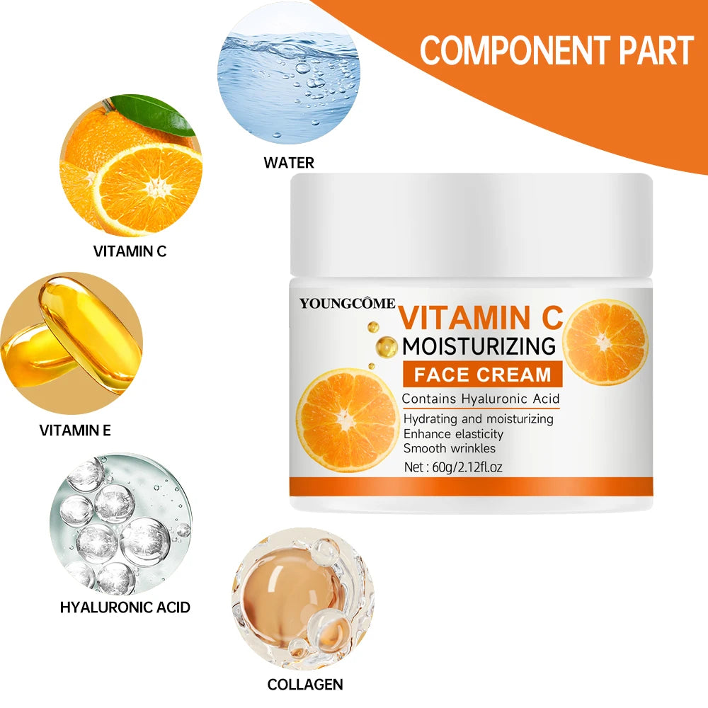 Vitamin C Moisturizer with Hyaluronic Acid, Firming Hydrating Nourishing Skin Care Cream for Women All Skin Types 30/60g Peaceful Pleasures Health and Wellness