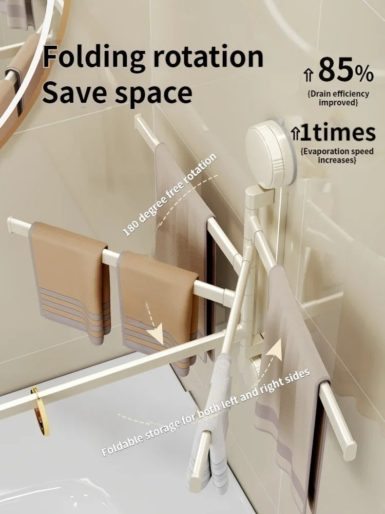 Drill-Free Suction Cup Rotating Double Towel Bar Rack