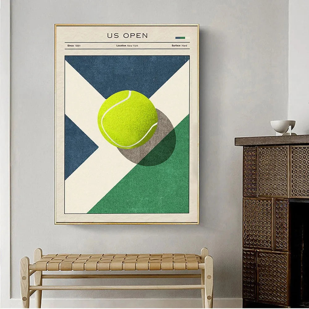Tennis Evolution Wall Art Poster Aussie Open Canvas Art Prints US Open Wall Decor Picture Wimbledon Tennis Canvas Painting Peaceful Pleasures Health and Wellness