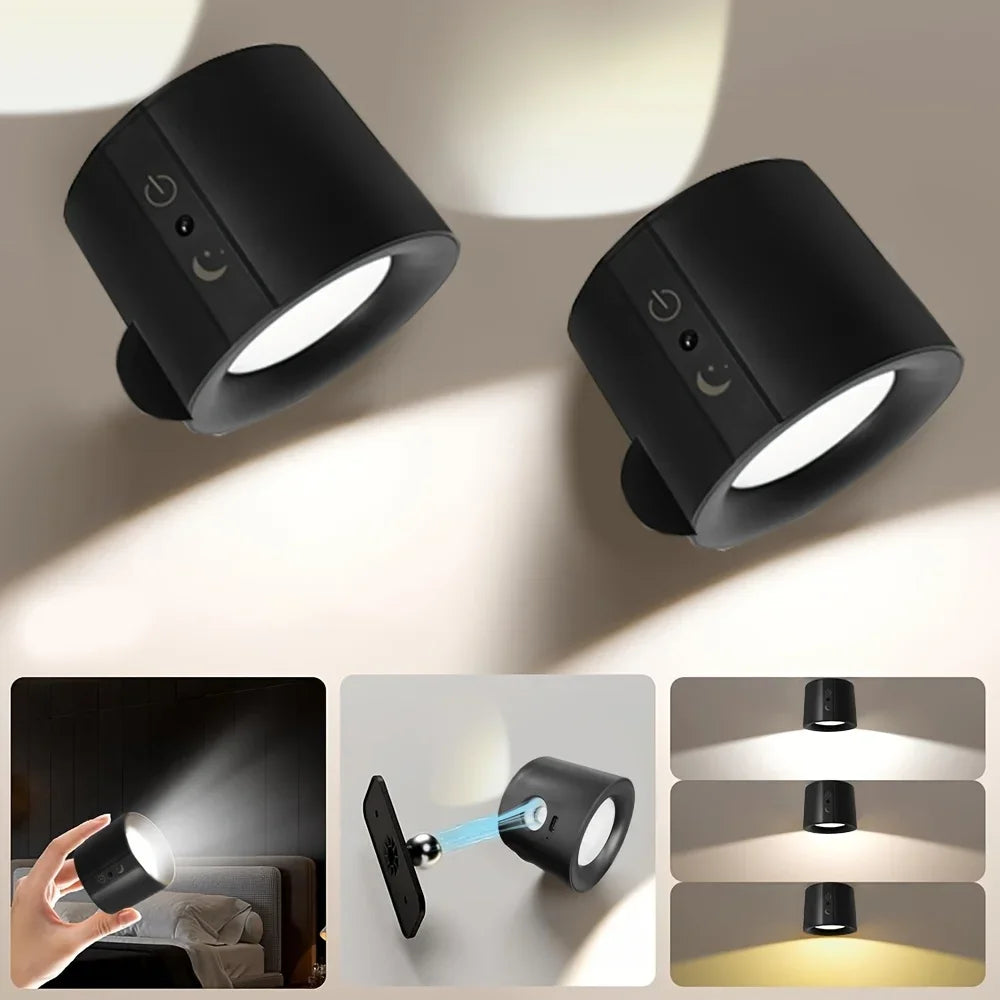 Modern Magnetic Touch LED Wall Lamp Rechargeable 360° Rotation Wireless Remote Control Spotlight For Bedroom Living room decor Peaceful Pleasures Health and Wellness