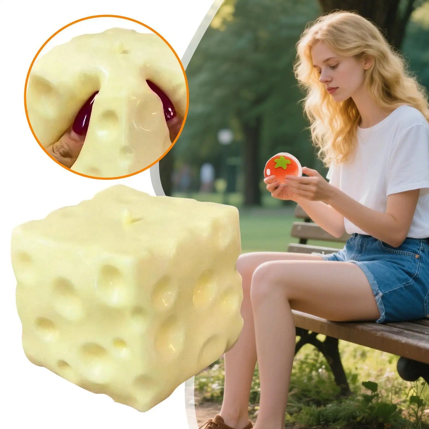 Jumbo Cheese Cube Fidget Squeeze Ball | Sensory Toy & Gift