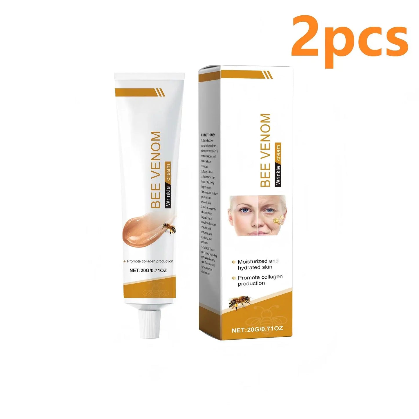 Bee Venom Wrinkle Removal Cream for Facial Lifting Peaceful Pleasures Health and Wellness 2pcs