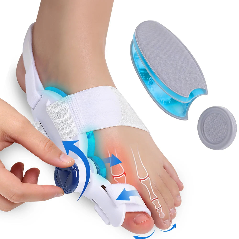 Dial Adjustable Bunion Corrector with Cold Therapy Gel Pad 24h Wear Hallux Valgus Brace Orthopedic Toe Straightener for Walking Peaceful Pleasures Health and Wellness