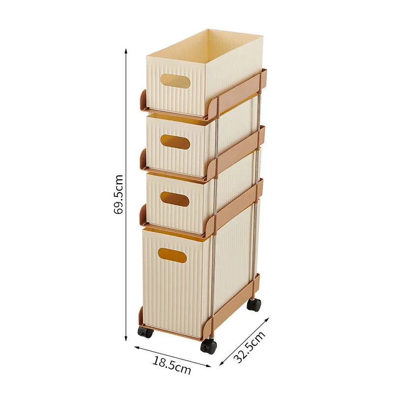 Space Saving Pull Out Mobile Drawer Under Desk Slim Trolley No Assembly Required Snack Toy Storage Cabinet for Home Peaceful Pleasures Health and Wellness 4 Layer B With Wheel