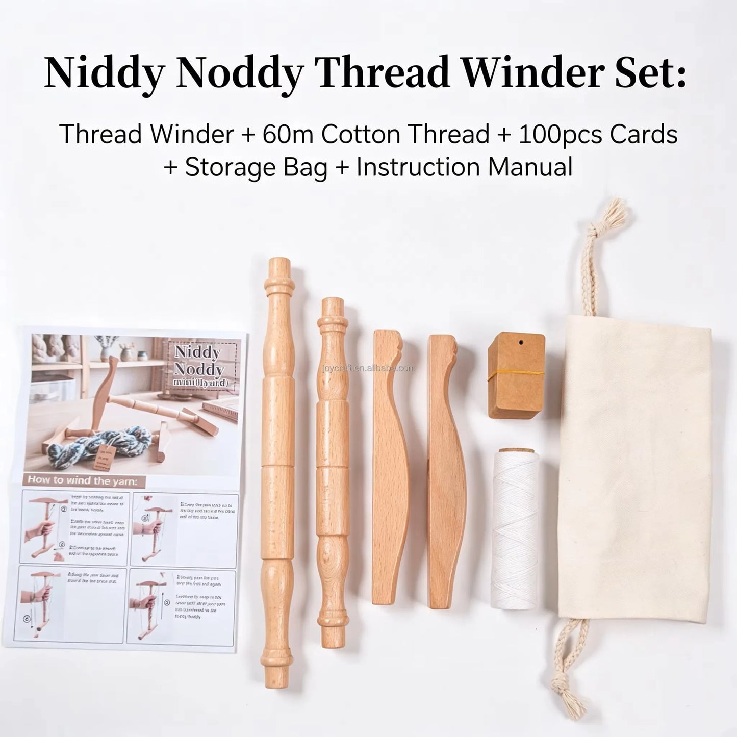 Medium-Sized Beechwood Niddy Noddy, Skein Yarn Winder, Handcrafted Yarn Swift for Skein Making & Wool Winding Peaceful Pleasures Health and Wellness C