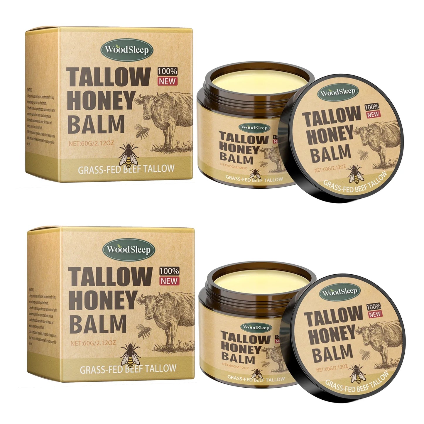 WOODSLEEP Tallow Honey Balm – Deep Moisturizing Face Cream 60g