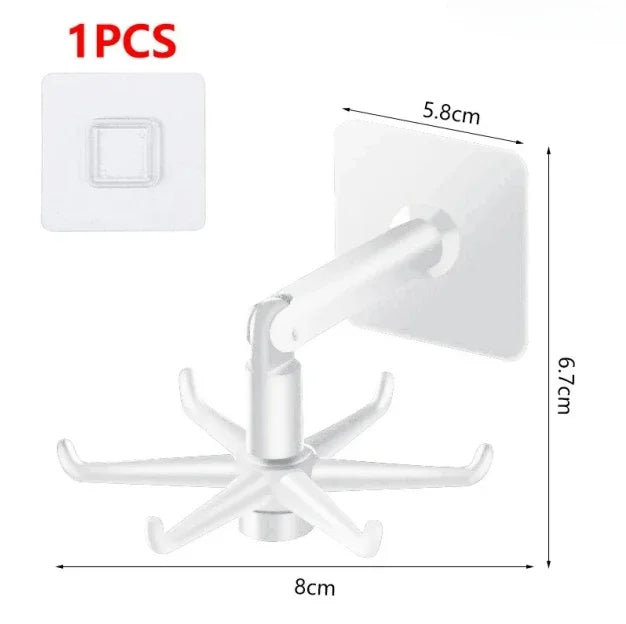 Six-Claw 360° Rotating Adhesive Wall Hook | No Drill