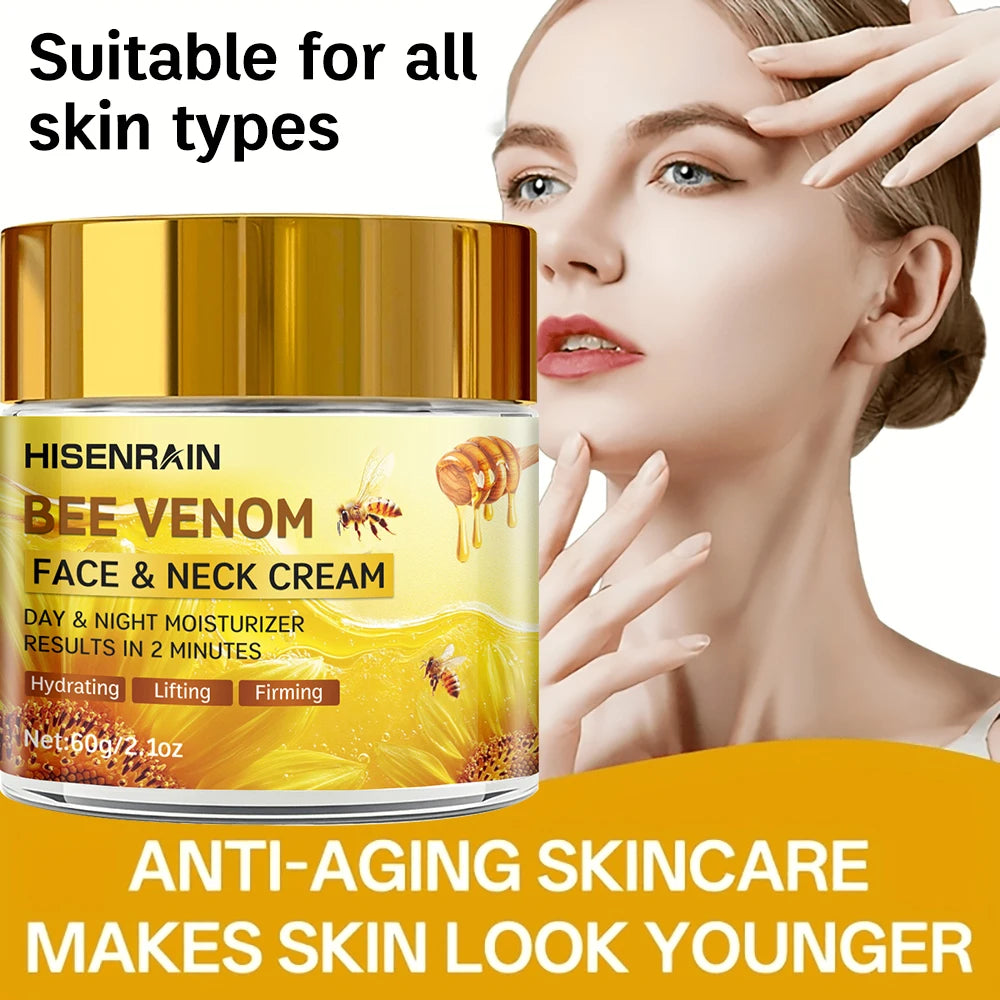 HISENRAIN Snail & Bee Venom Cream - Anti-Aging Face & Neck Cream with Collagen & Niacinamide, Whitening, -Firming.glass bottle- Peaceful Pleasures Health and Wellness