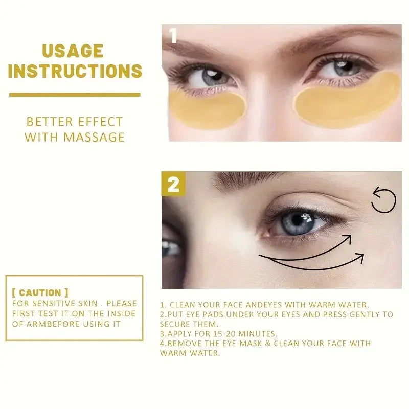 24K Gold Collagen Eye Mask – Firming & Moisturizing Patches 60pc