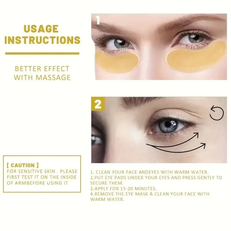 24K Gold Collagen Eye Mask – Firm, Brighten & Hydrate (60 pcs)
