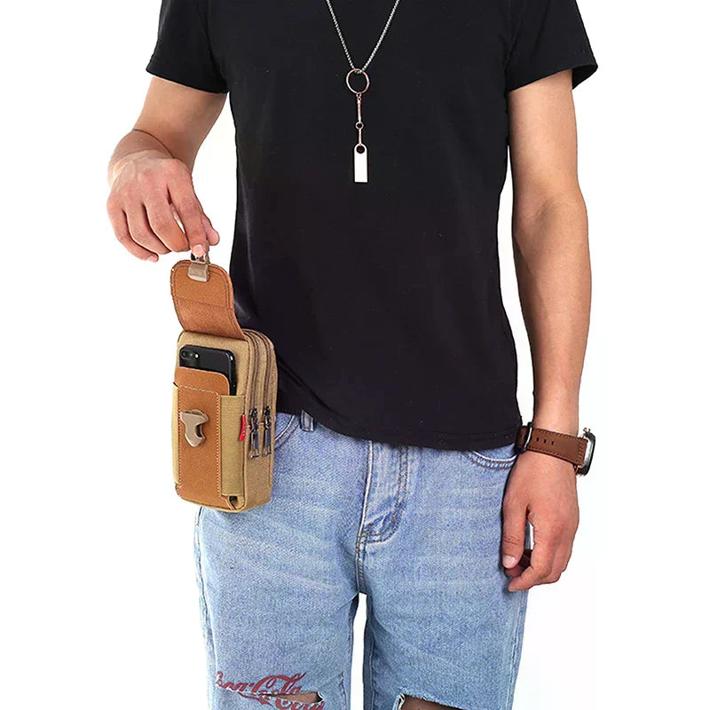 Men's PU Leather Fanny Pack | Travel & Running Waist Bag