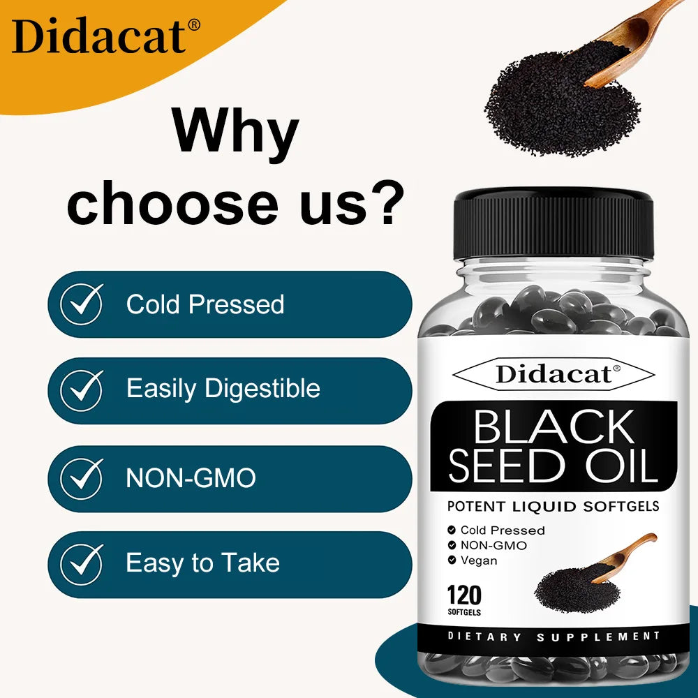 Black Cumin Seed Oil 1000mg Softgels – Skin Hair Immune Support