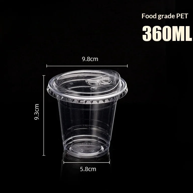 10pcs Plastic Cup with No Straw Mouth Direct Drinking Transparent Disposable Coffee Cup Suitable for Smoothies Cold Drinks Milk Peaceful Pleasures Health and Wellness 360ML 10PCS